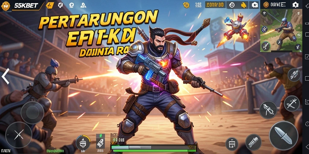 Tampilan gameplay seru dari 55KBET dalam pertempuran Battle Royale.