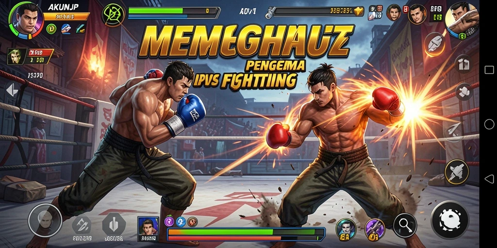 Tampilan seru dari gameplay AKUNJP dengan karakter Fighting yang menarik.
