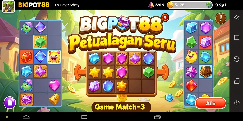 Gameplay seru BIGPOT88 dengan tantangan Match-3 yang menarik.