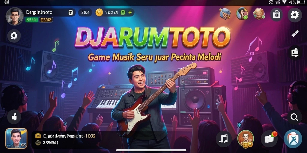 Tampilan utama DJARUMTOTO saat gameplay musik yang seru.