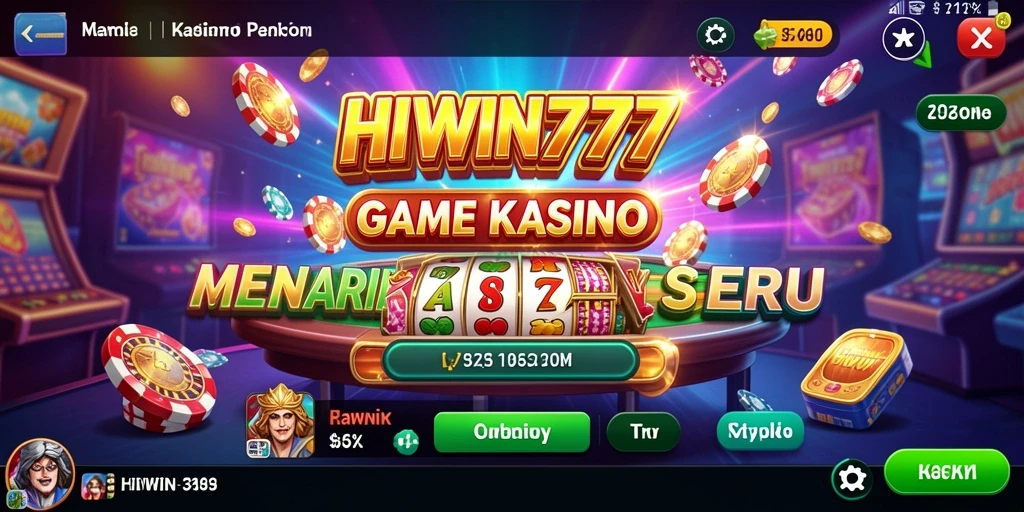 Screenshot utama HIWIN777 menampilkan aksi seru permainan Kasino.