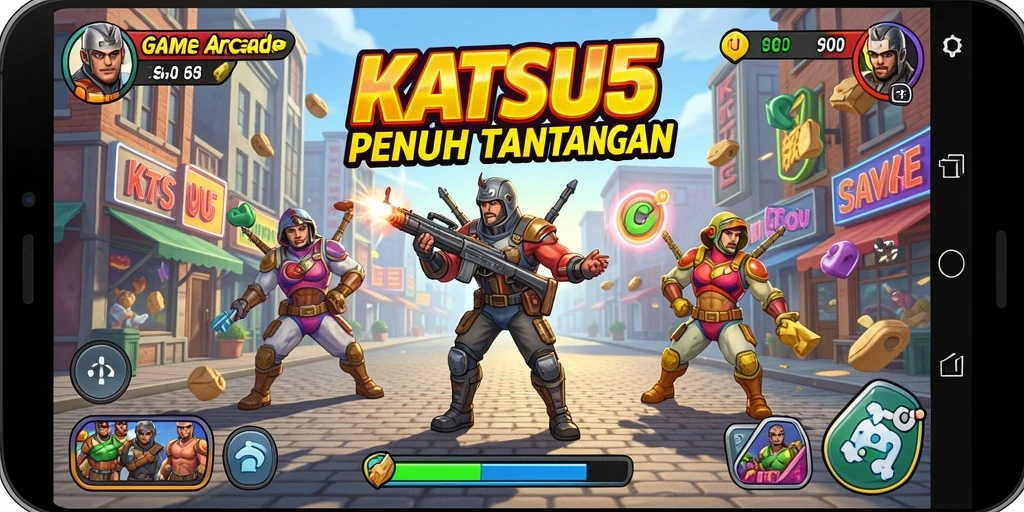 Tampilan gameplay KATSU5 yang seru dan menantang.