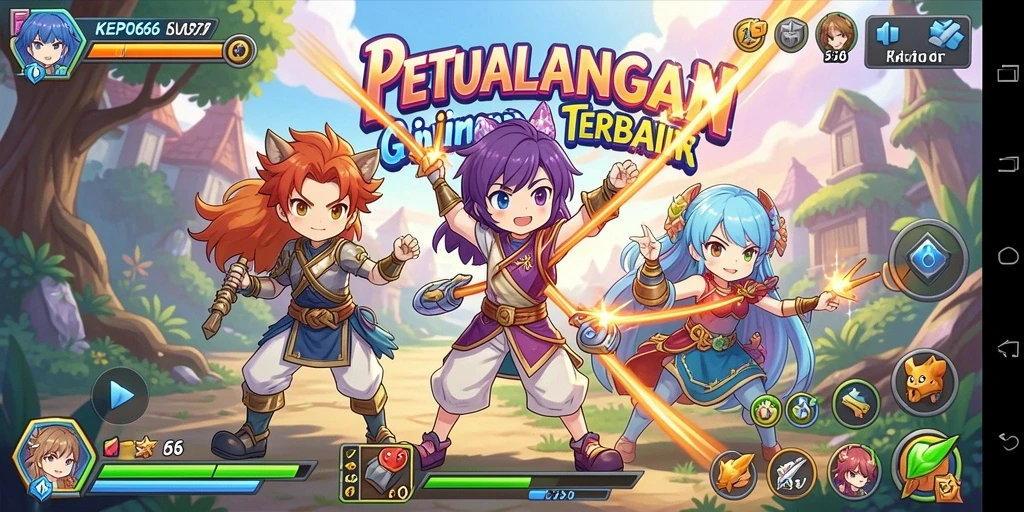Tampilan gameplay seru dari KEPO66 dengan karakter anime ikonik.