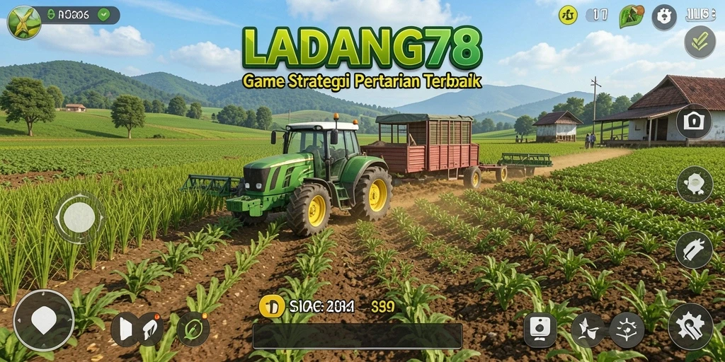 Screenshot utama LADANG78 menampilkan gameplay seru bertani.