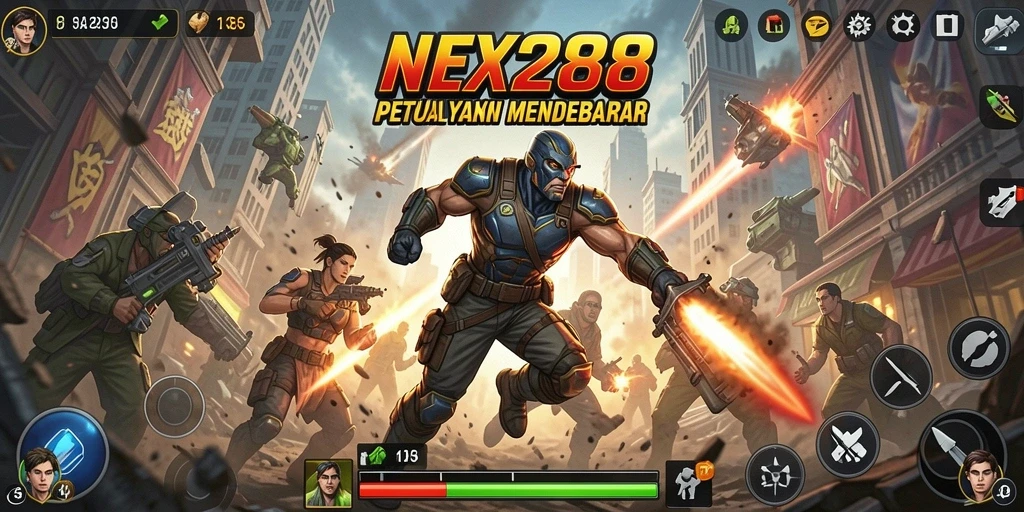 Screenshot gameplay NEX288 menunjukkan momen pertempuran yang intens.