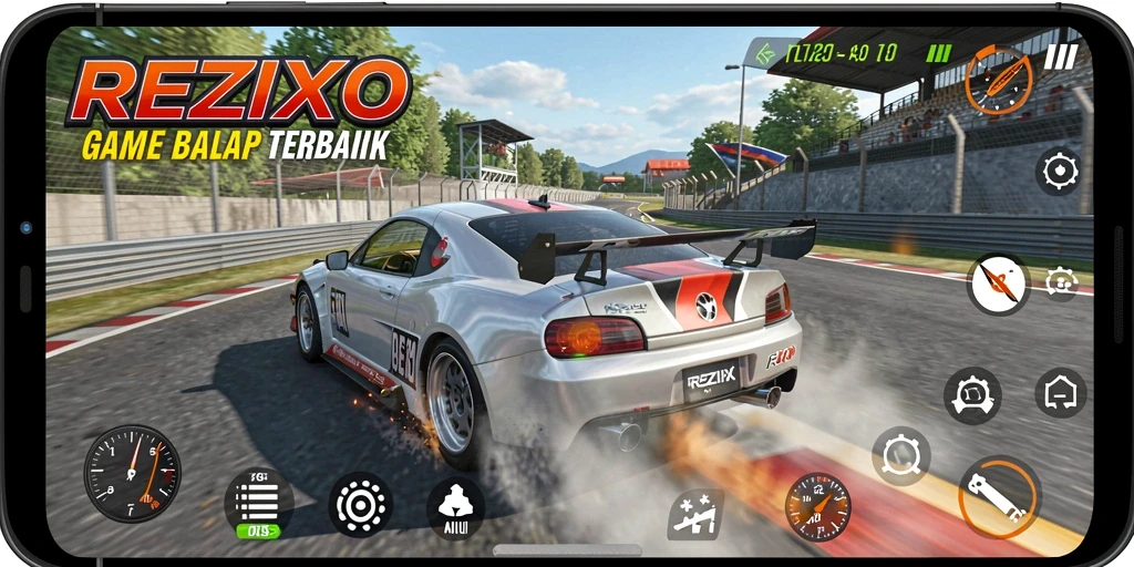 Tampilan gameplay balap mendebarkan di REZIXO.