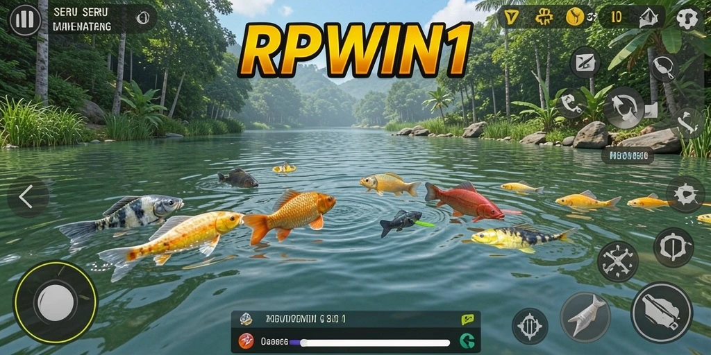 Screenshot utama menampilkan gameplay memancing yang seru dan realistis.