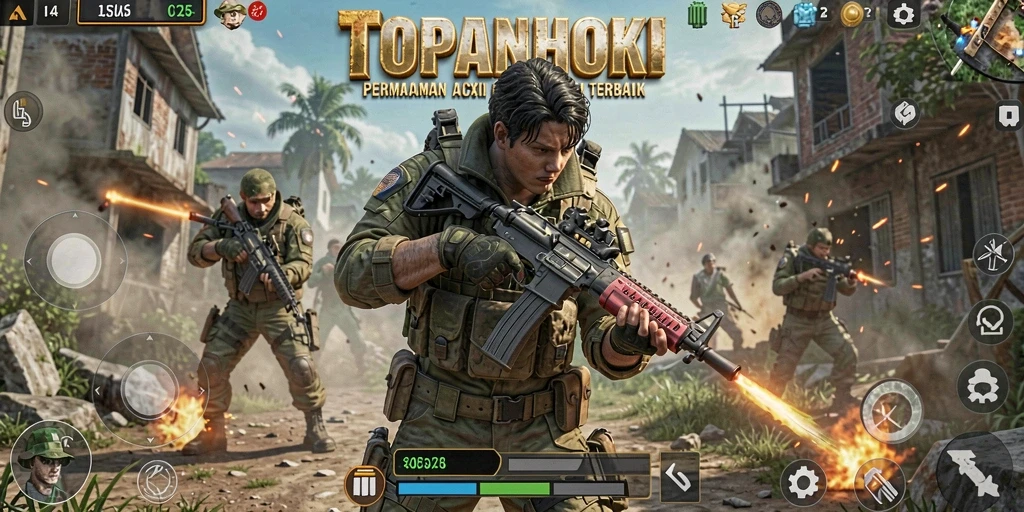 Tampilan gameplay seru dari TOPANHOKI dengan aksi mendebarkan.
