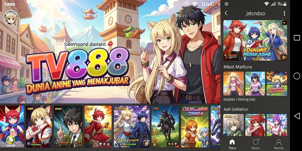 Tampilan gameplay mengasyikkan dari <strong>TV888</strong> dengan karakter anime yang beragam.