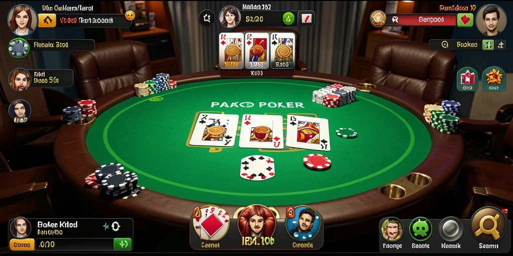 Tampilan gameplay menarik dari V07 saat bermain Poker.