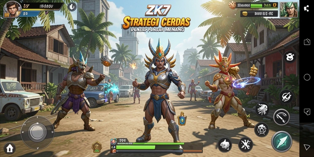 Tampilan gameplay menarik dari ZK7 menampilkan pertarungan strategis yang intens.